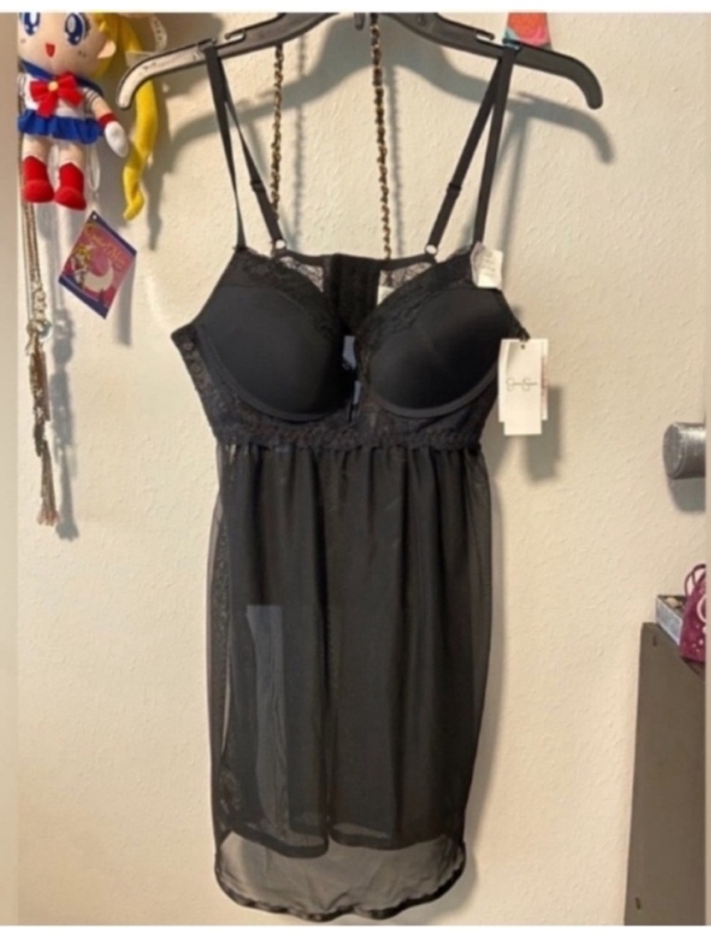 LOWEST Jessica Simpson Black Sheer Lace Babydoll Chemise